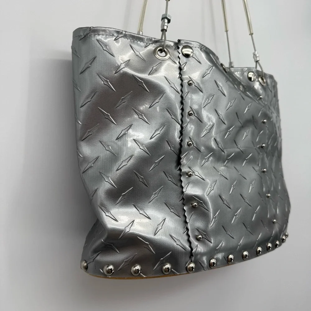 Hardwear by Renee Silver Handmade Industrial Tote Bag Repurposed Studded Bag